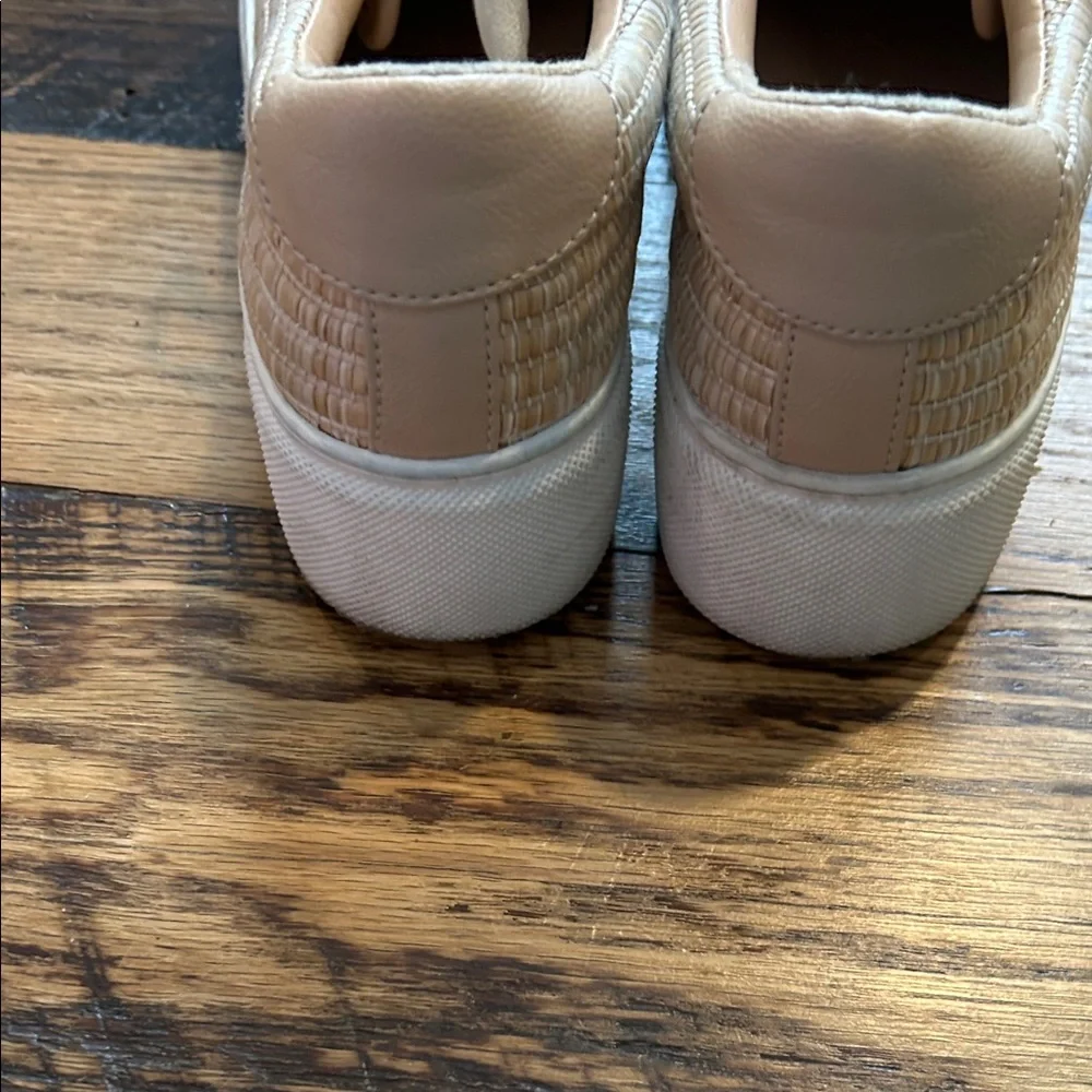 Alex Marie Tan Woven Sneakers with Pearl Accents size 7